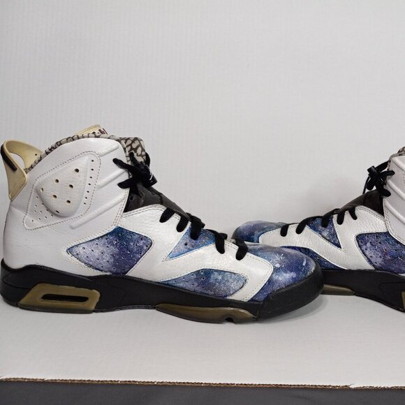 Air Jordan Hand-Painted 6 Retro Premium \'Motorsports\' Color White‎ Size 12.